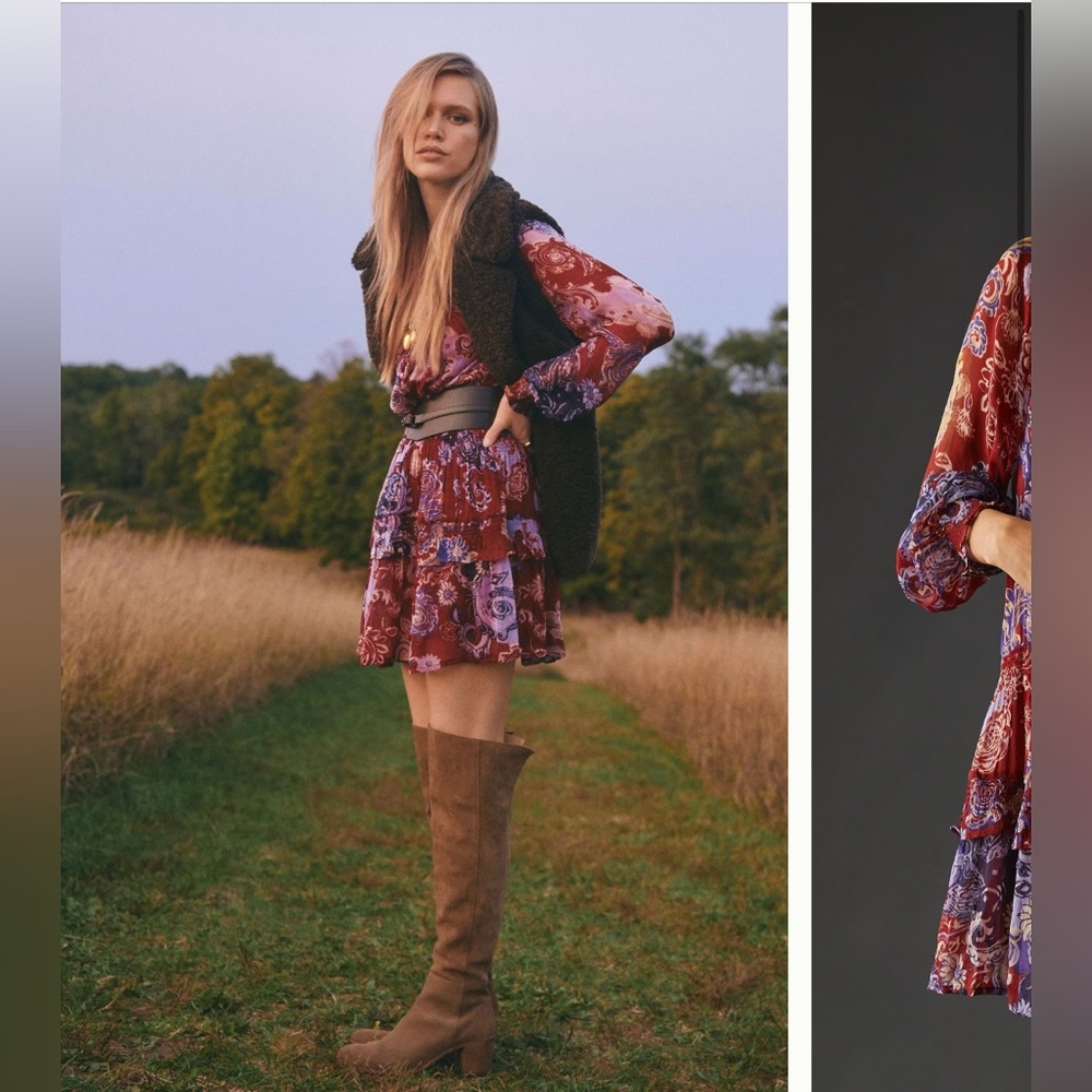 Anthropologie Marais Printed Chiffon Dress